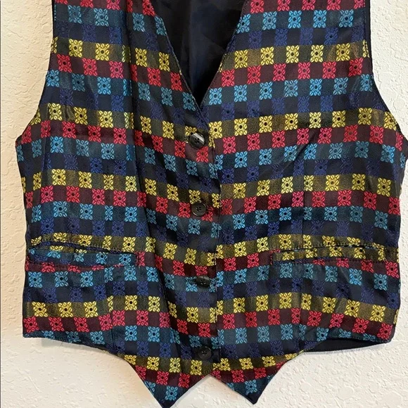 Vintage 80s/90s UnionBay Colorful Checkered Print Vest✨ - Picture 4 of 8